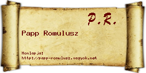 Papp Romulusz névjegykártya